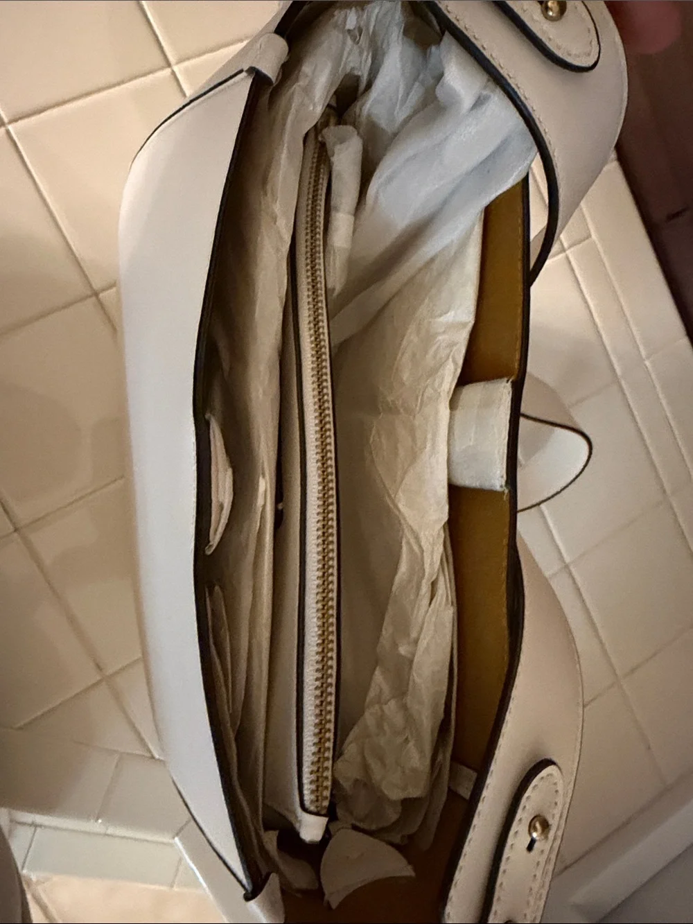 Coach Cream Crossbody Saddle Bag with Wide Strap
